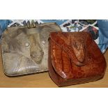 A circa 1930's aligator skin handbag with head as part of the clasp,