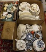 Three boxes of mixed china wares to include a Royal Doulton part tea service,