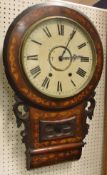 A walnut and parquetry inlaid Vienna regulator with Roman numerals to the dial,