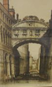 AFTER EDWARD SHARLAND (1884-1967) "The Bridge of Sighs", study with gondoliers in the foreground,