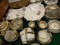 Two 19th Century Spode type relief and floral spray decorated dishes,