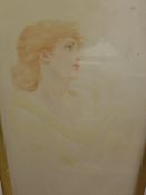 CHARLES SAINTON "Contemplation", study of a classically robed lady, watercolour, signed lower right,