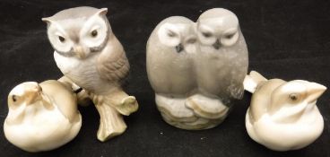 A collection of Royal Copenhagen figures of Two Owls (834),