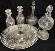 A Stuart Crystal cut glass fruit bowl with etched strawberry decoration,
