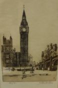 AFTER RALPH BINGHAM "Big Ben", dry point etching, signed in pencil lower right, dated 1926,