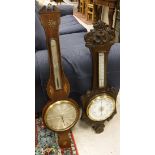 A Mahogany cased barometer and an Oak Barometer (both for restoration)