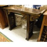 A Chinese altar table with pierced pedestal supports CONDITION REPORTS Approx 35 cm