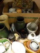 Two boxes of assorted china and other wares,