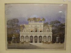 A pair of 20th Century French architectural prints in the 19th Century manner