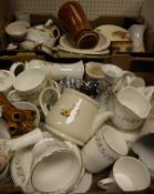 Four boxes of assorted household china to include floral decorated "Mayfair" part tea set,