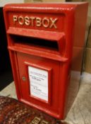 A modern cast metal red painted post box inscribed "Post Box" *