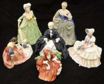 A selection of Royal Doulton figurines including "The Bedtime Story" (HN2059), "Laurianne" (HN2719),