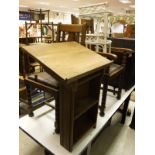 A 20th Century oak lectern of small proportions, two oak framed side chairs,