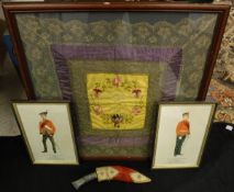 A souvenir of The Great War silk needlework handkerchief, various further prints,