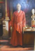 20TH CENTURY ENGLISH SCHOOL "Mr Charles Shaw", study of a gentleman in red robe,