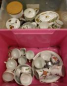 A collection of various Royal Worcester "Evesham" pattern wares including cups, serving dishes,