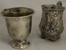 Two silver Christening mugs,