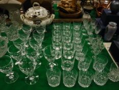 Eleven 20th Century wine glasses and eleven matching tumblers,