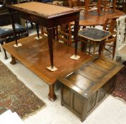 A 20th Century mahogany writing table with leather inset top above two drawers,
