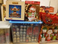 A large collection of assorted Christmas decorations to include Gourmet by Fitz & Floyd cookie jar,