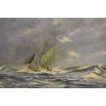 20TH CENTURY ENGLISH SCHOOL "Moonraker", study of sailing ship battling through choppy seas,