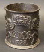 An 18th Century patinated cast iron tobacco jar,