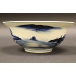 A Chinese blue and white bowl of ogee form,