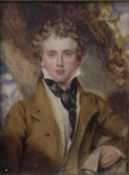 JAMES HOLMES (1777-1867) "Henry Snow", a portrait study of a young man, gloves in his left hand,
