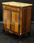 A late 19th Century French kingwood and cross-banded side cabinet,
