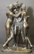 AFTER ANTONIO CANOVA (1757-1822) "The Three Graces", chocolate patinated bronze, unsigned,