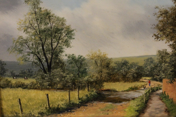 ROBERT HUGHES 20TH CENTURY SCHOOL "An English Landscape" and "Kennet Country", miniature studies, - Image 2 of 2