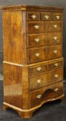 An early 18th Century walnut chest on chest,