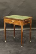 A 19th Century mahogany writing table with green leather inset adjustable top,