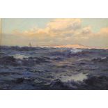 JULIUS OLSSON (1864-1942) "Beachy Head", study of sail boats off the coast, oil on canvas,