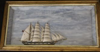 A 19th Century diorama model of a three-masted ship named "Mayflower",