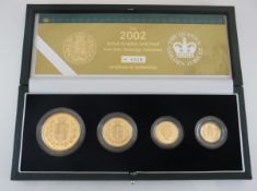 A 2002 United Kingdom gold proof four coin sovereign set no 0506