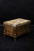 A Victorian walnut box seat stool,