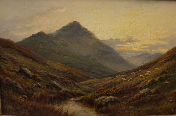 ALFRED DE BREANSKI (1852-1928) "Stream flowing through Highland hills,