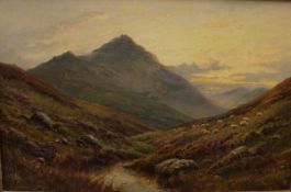 ALFRED DE BREANSKI (1852-1928) "Stream flowing through Highland hills,