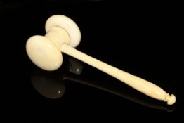 A Victorian turned ivory gavel,