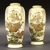 A pair of Japanese Meiji period satsuma ware vases,