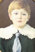 CIRCA 1900 ENGLISH SCHOOL "John Kerr", young boy in white collared blue green smock",