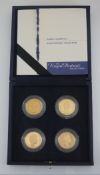 A Queen Elizabeth II four piece gold sovereign set with 1st, 2nd, 3rd and new portraits (1968, 1980,
