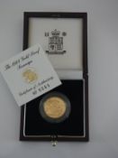 A 1998 gold proof sovereign