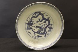 An early 18th Century Chinese blue and white charger,