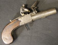 A late 18th / early 19th Century flintlock pistol by Manton of London,
