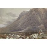 EDWARD HARGITT (1835-1895) "Highland shepherd and sheep in a landscape",