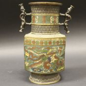 A 19th Century Chinese bronze and cloisonné vase,