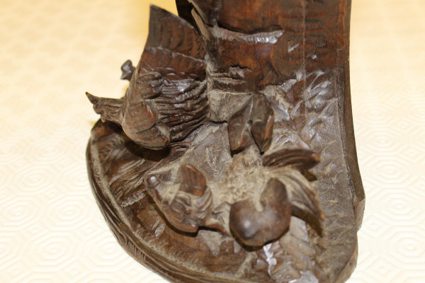 A 19th Century Black Forest type carved cased mantle clock, decorated in high relief with cockerel, - Image 12 of 15