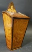 A 19th Century walnut and inlaid candle box,